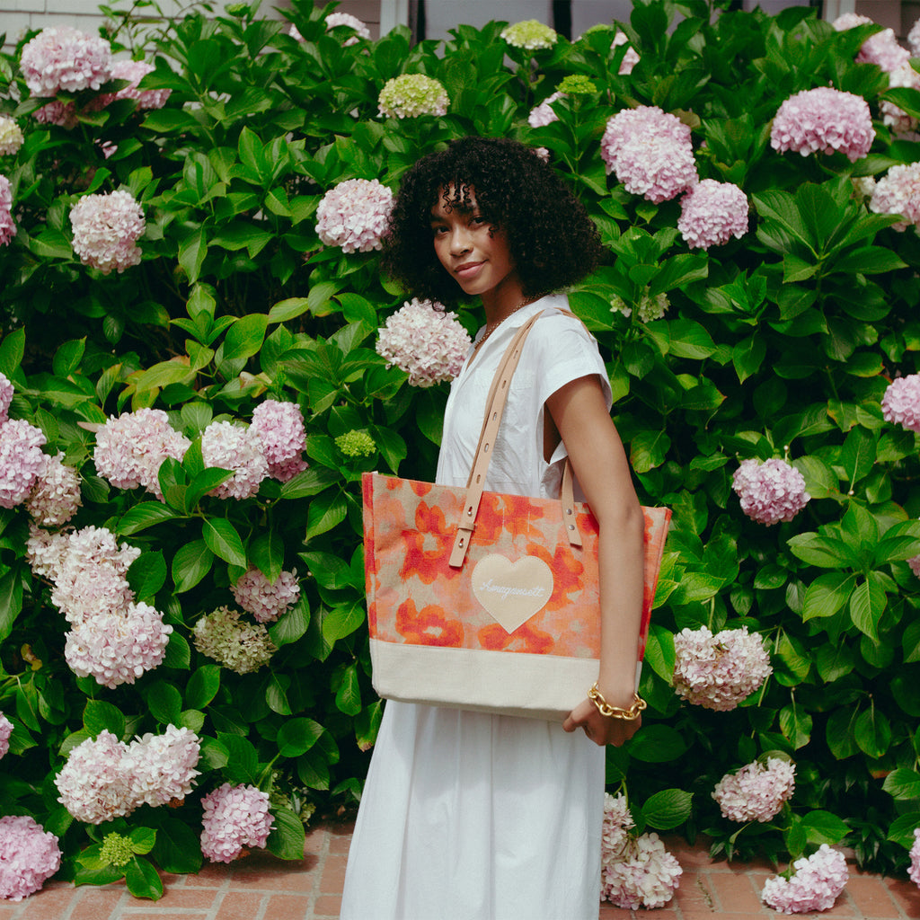 Shoulder Market Bag in Bloom by Liesel Plambeck with Monogram