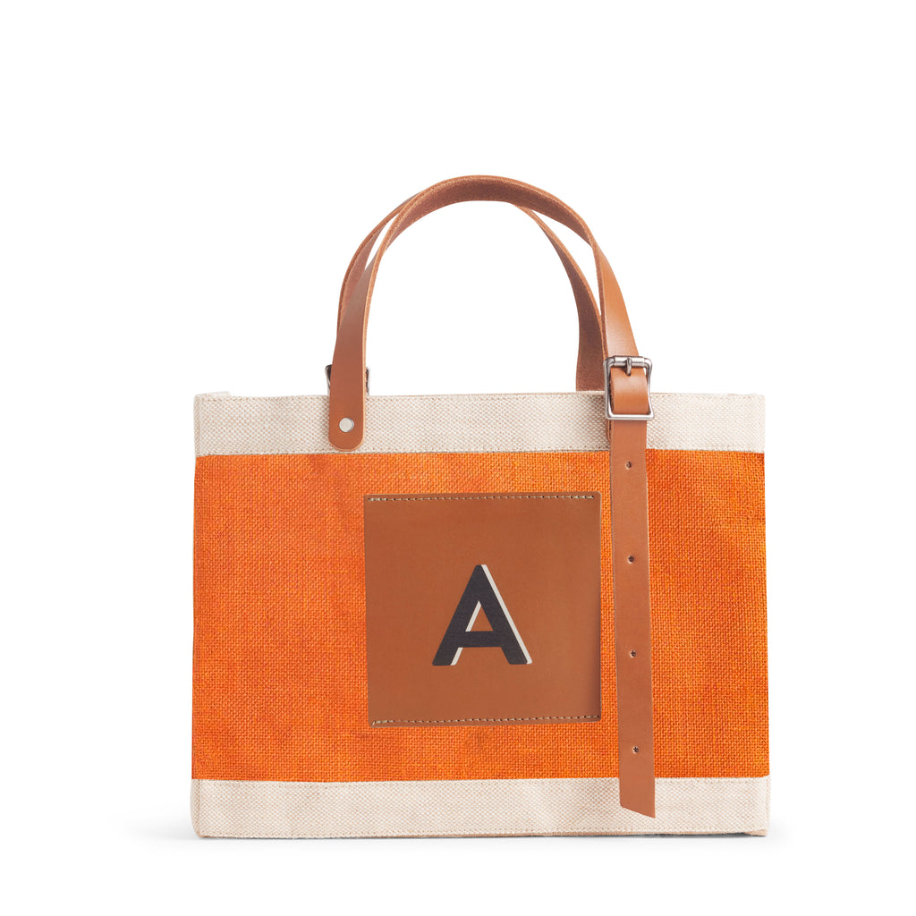 Petite Market Bag in Safari with Adjustable Handle “Alphabet Collectio