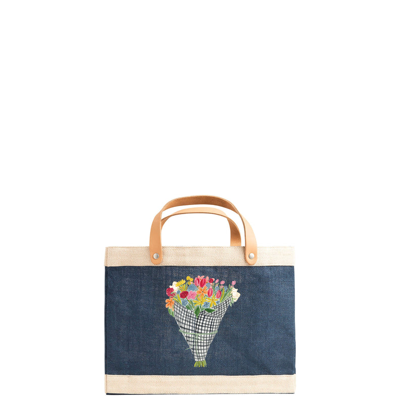 Petite Market Bag in Navy Flower Stand by Amy Logsdon