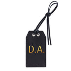 Personalized Leather Gift Tag Monogram Shadow in Black with Gold Foil