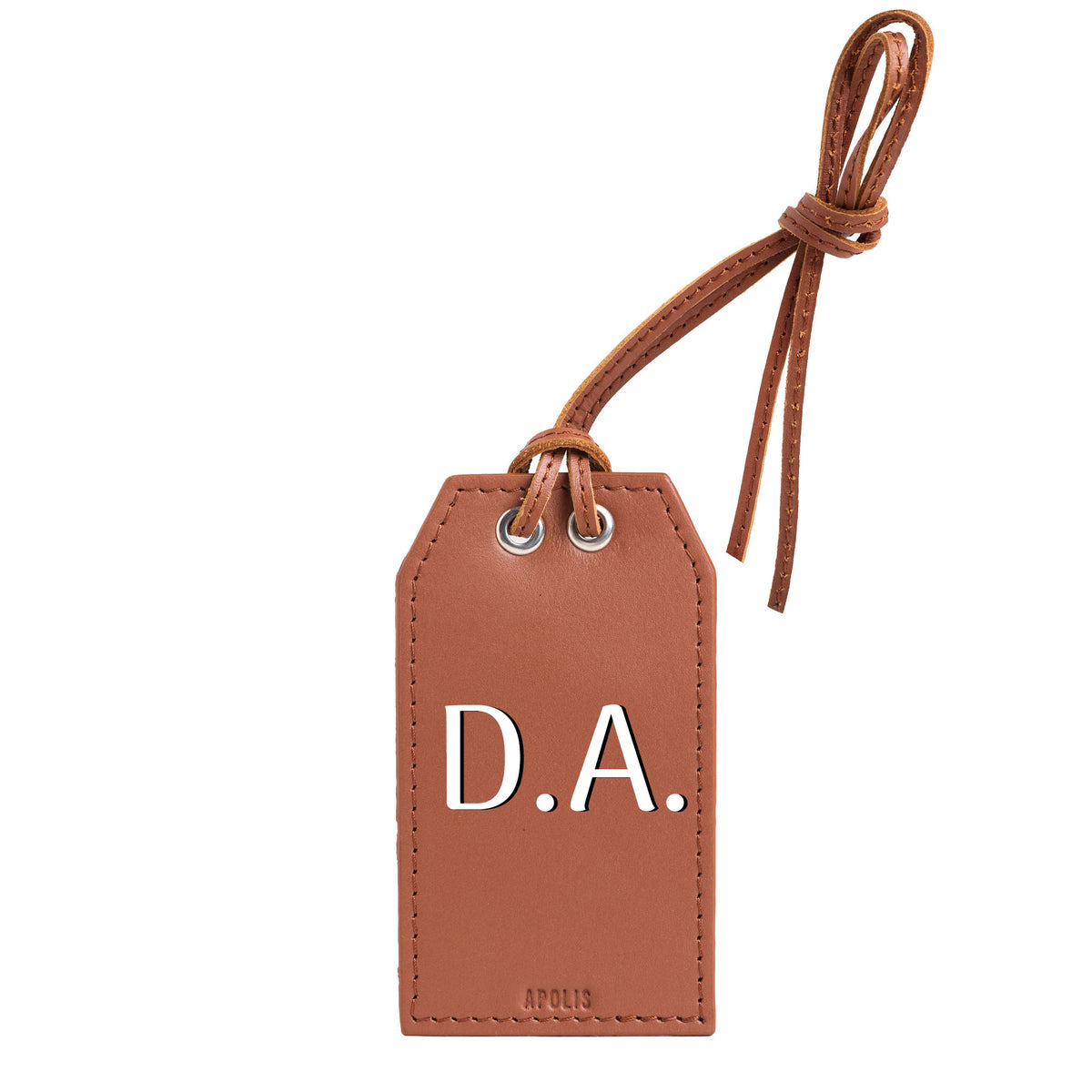 Personalized Leather Gift Tag Monogram Shadow in Dark Brown