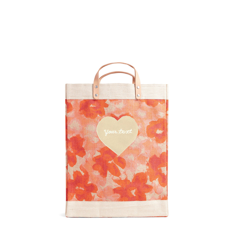 Market Bag in Bloom by Liesel Plambeck with Natural Embroidered Heart
