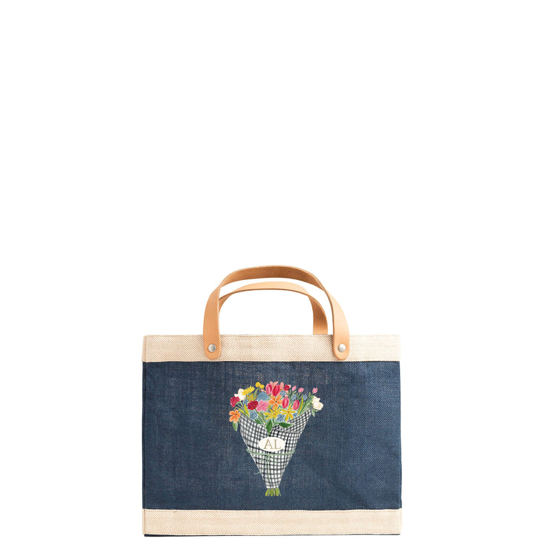 Petite Market Bag in Navy Flower Stand by Amy Logsdon