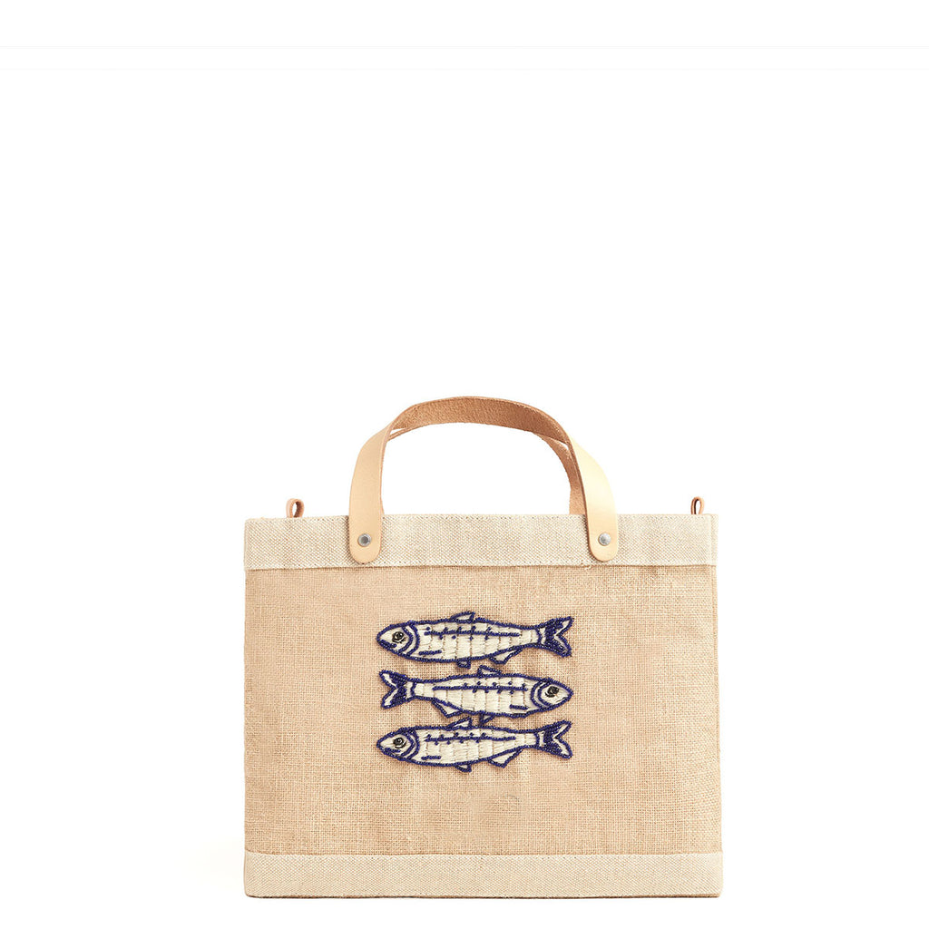Petite Market Bag with hand-beaded glass sardines by Apolis — product view 11