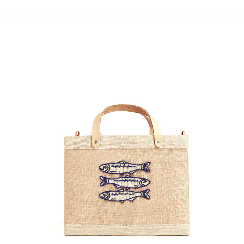 Petite Market Bag with Beaded Sardines