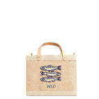 Petite Market Bag with hand-beaded glass sardines by Apolis