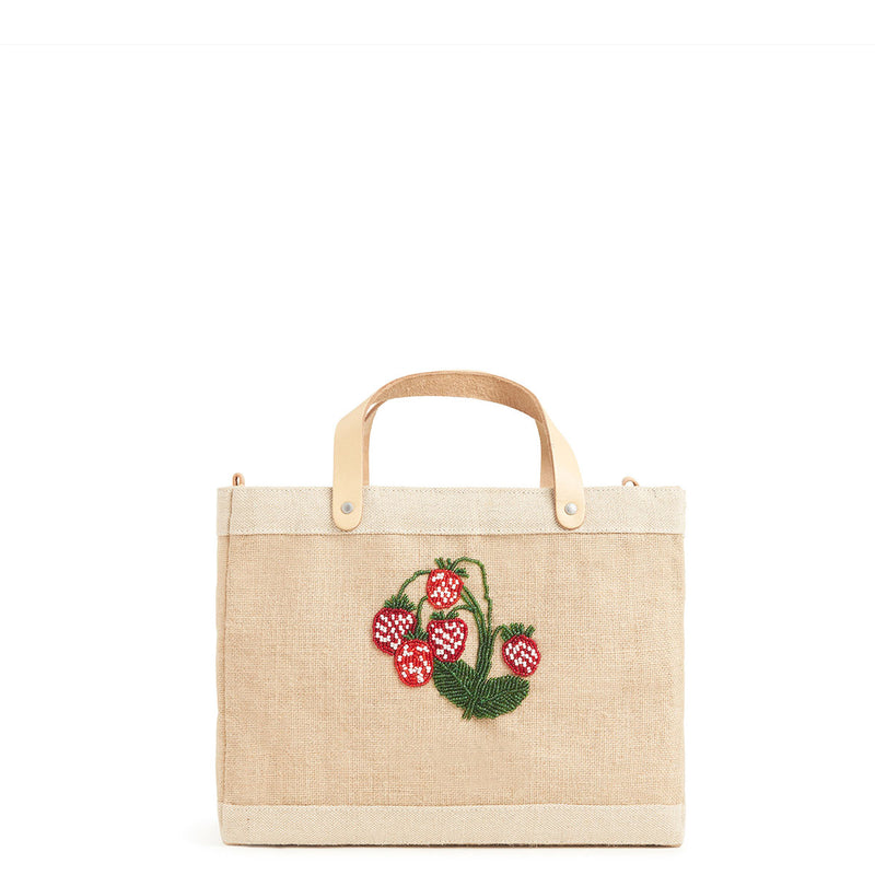 Petite Market Bag with Beaded Strawberry