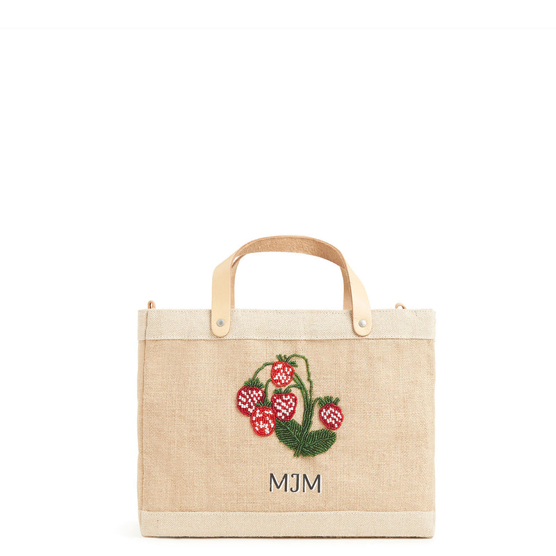 Petite Market Bag with Beaded Strawberry