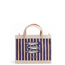 Limited Petite Market Bag in Navy Stripe with Beaded Sardines | Ships July 15