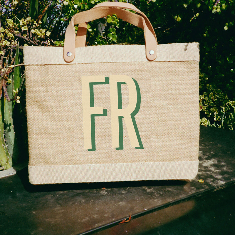 Petite Market Bag in Natural with Large Ecru Monogram