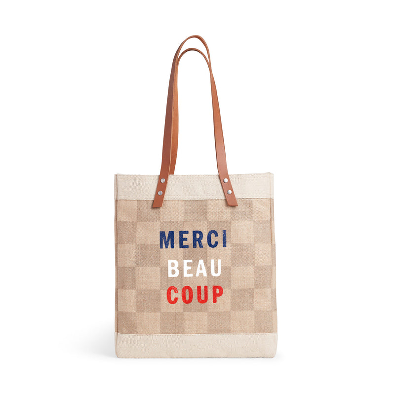 Market Tote in Checker for Clare V. “Merci Beau Coup”