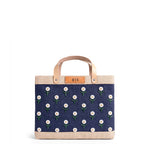 Petite Market Bag in Navy with Beaded Flowers