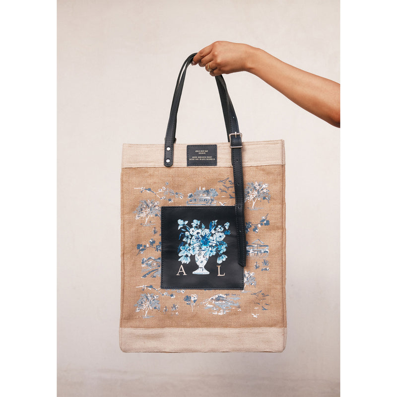 Market Bag in Natural with Adjustable Handle Toile by Amy Logsdon