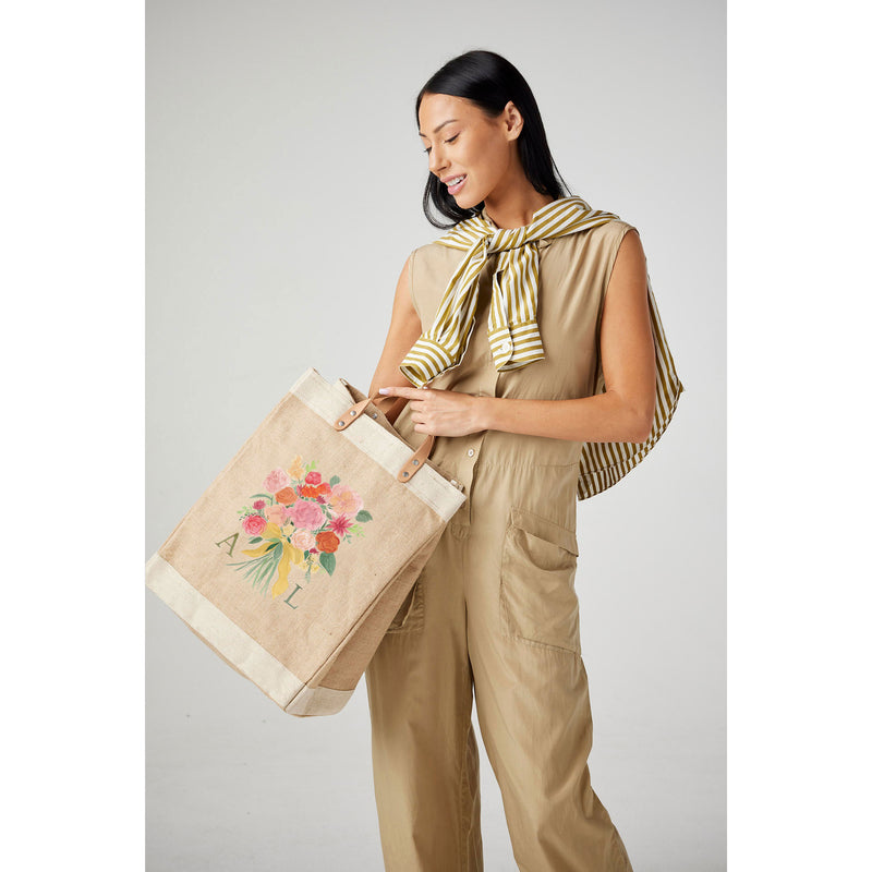Market Bag in Natural Bouquet by Amy Logsdon
