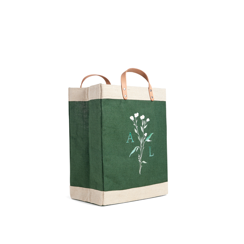 Market Bag in Field Green Wildflower by Amy Logsdon