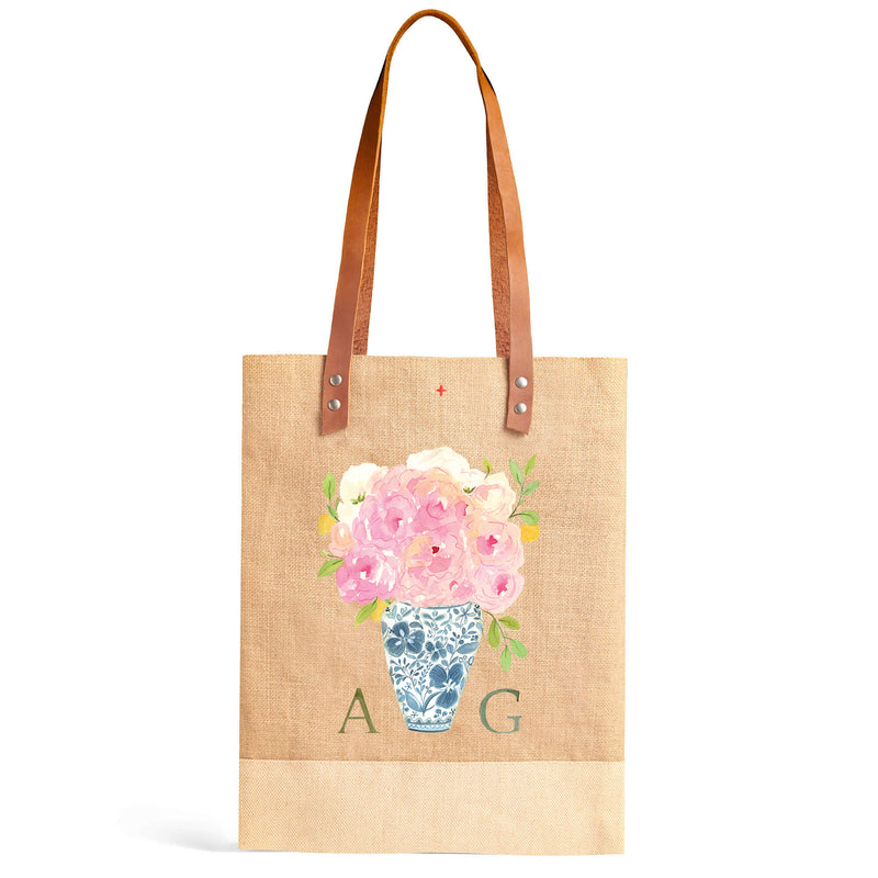 Wine Tote in Natural Bouquet with Porcelain Vase by Amy Logsdon