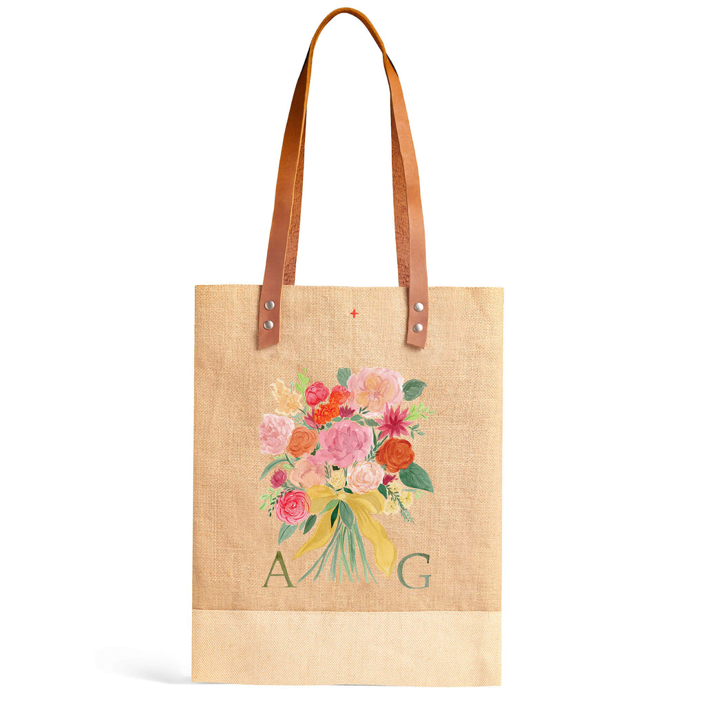 Wine Tote in Natural Bouquet by Amy Logsdon