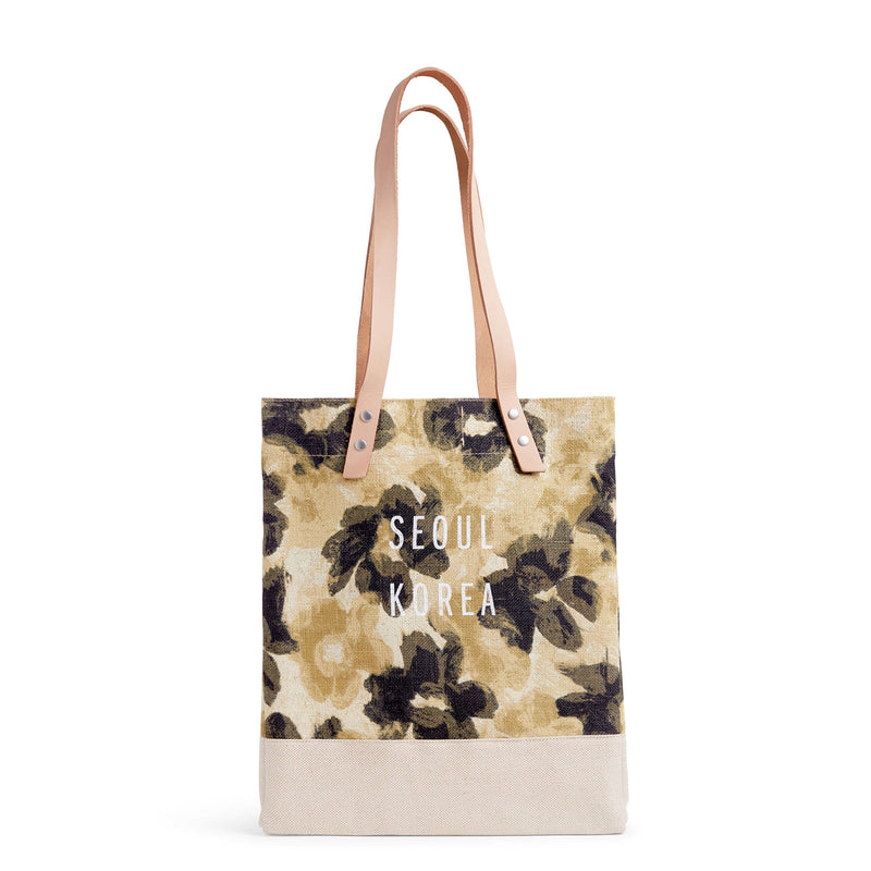 Wine Tote in Khaki Bloom by Liesel Plambeck
