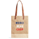Wine Tote in Natural for Clare V. “Merci Beau Coup”