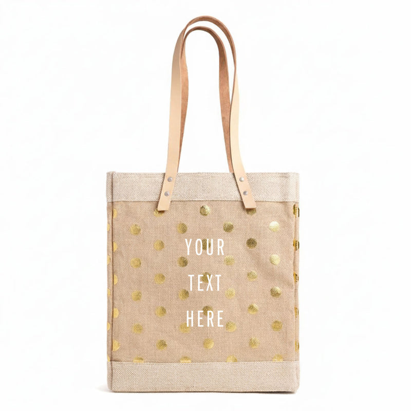 Market Tote in Gold Polka Dot