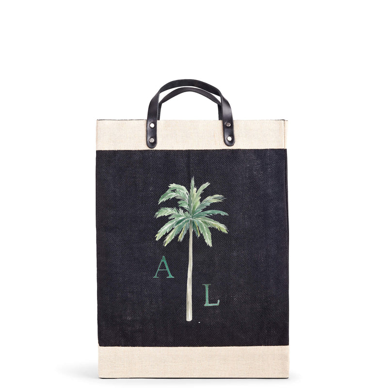 Market Bag in Black Palm Tree by Amy Logsdon