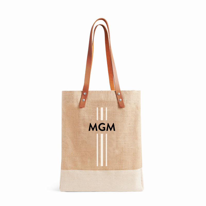 Wine Tote in Natural 3-Stripe Monogram