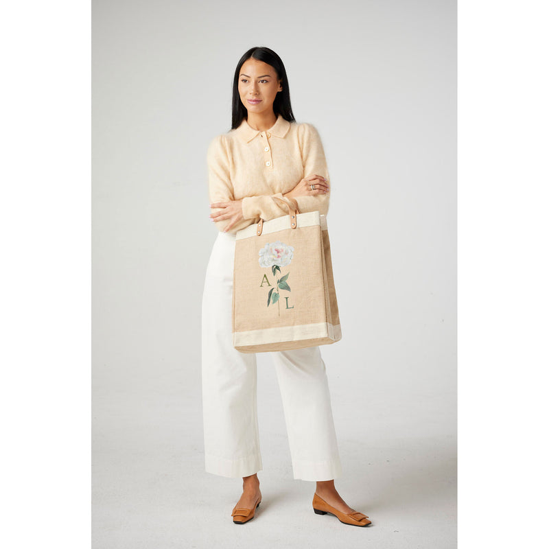 Market Bag in Natural Peony by Amy Logsdon