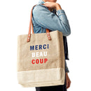 Wine Tote in Natural for Clare V. “Merci Beau Coup”