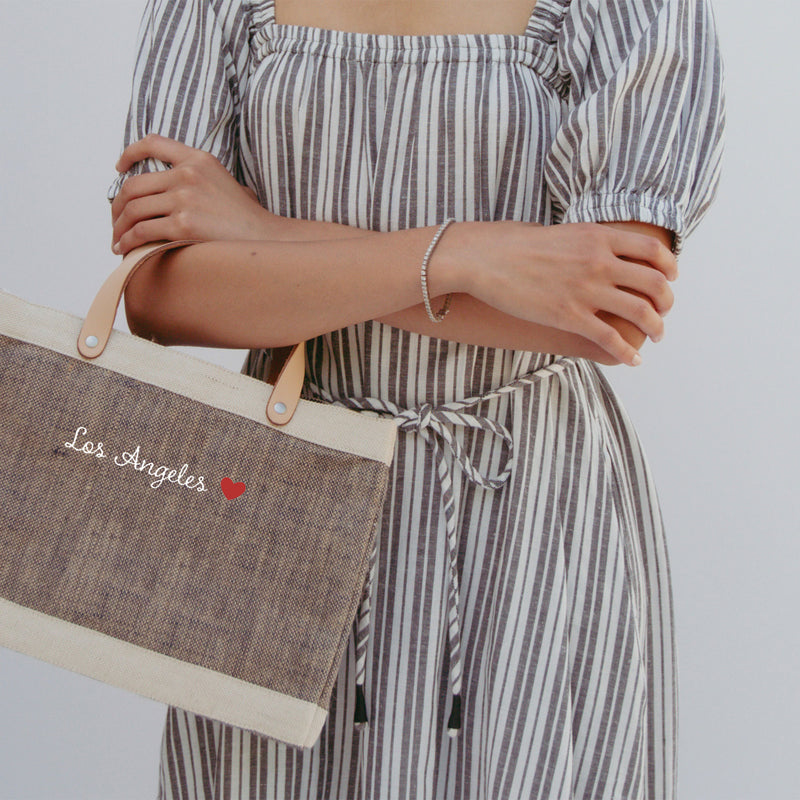 Petite Market Bag in Chambray with Embroidery