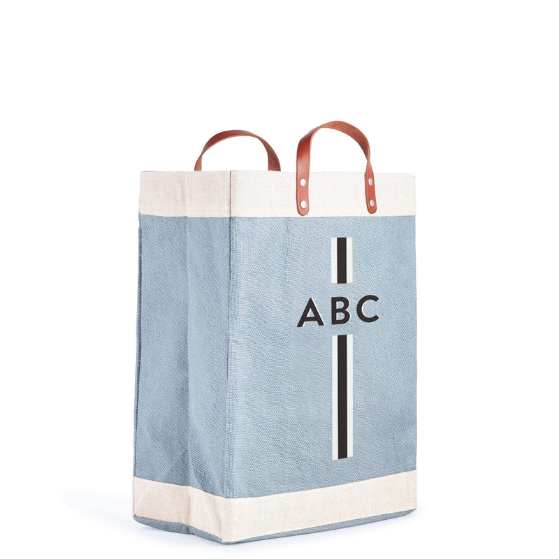Market Bag in Cool Gray with Black Monogram