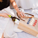 Wine Tote in Natural for Clare V. “Merci Beau Coup”