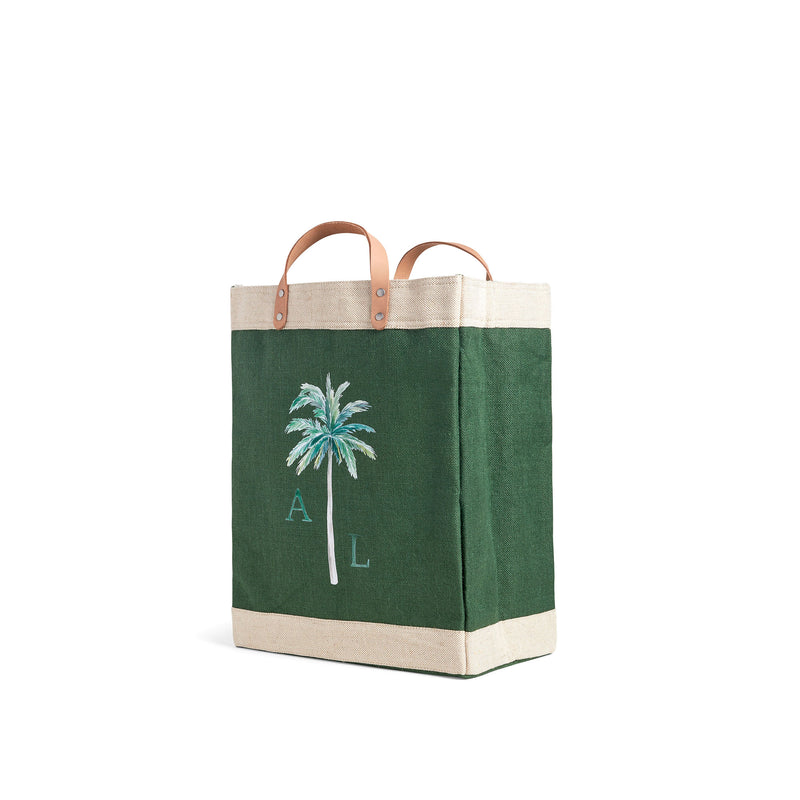 Market Bag in Field Green Palm Tree by Amy Logsdon