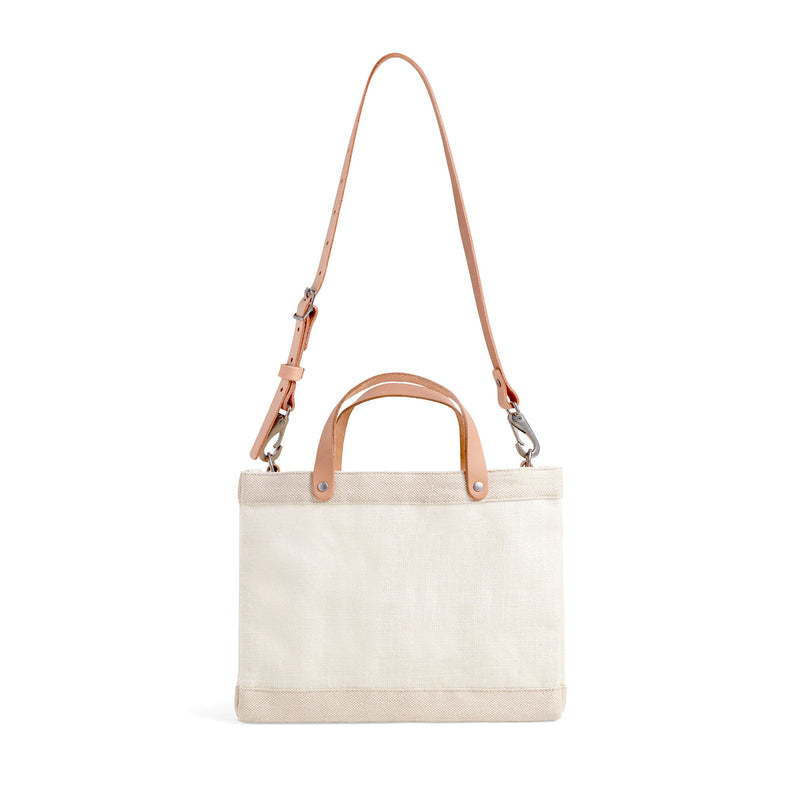 Petite Market Bag in White with Strap