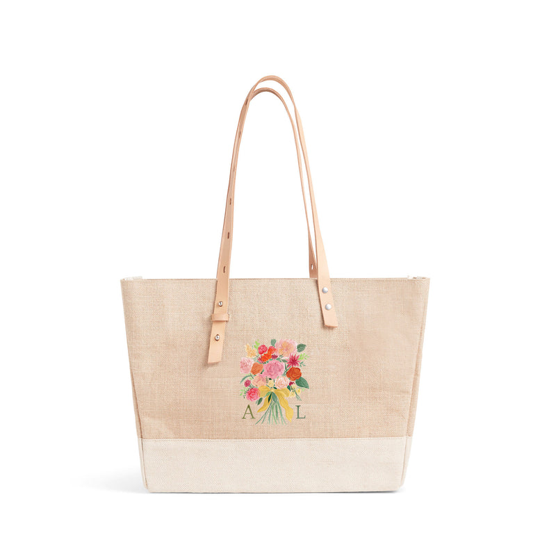 Shoulder Market Bag in Natural Bouquet by Amy Logsdon