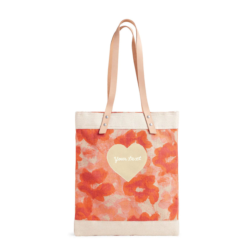 Market Tote in Bloom by Liesel Plambeck with Natural Embroidered Heart