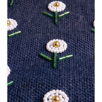 Petite Market Bag in Navy with Beaded Flowers