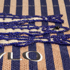 Petite Market Bag in Navy Stripe with hand-beaded glass sardines by Apolis — product view 3