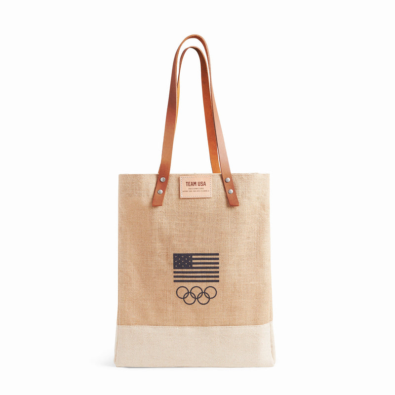 Wine Tote in Natural for Team USA "Red and White"