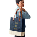 Wine Tote in Navy Gold Foil