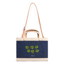 Petite Market Bag in Navy with Beaded Olives with Strap