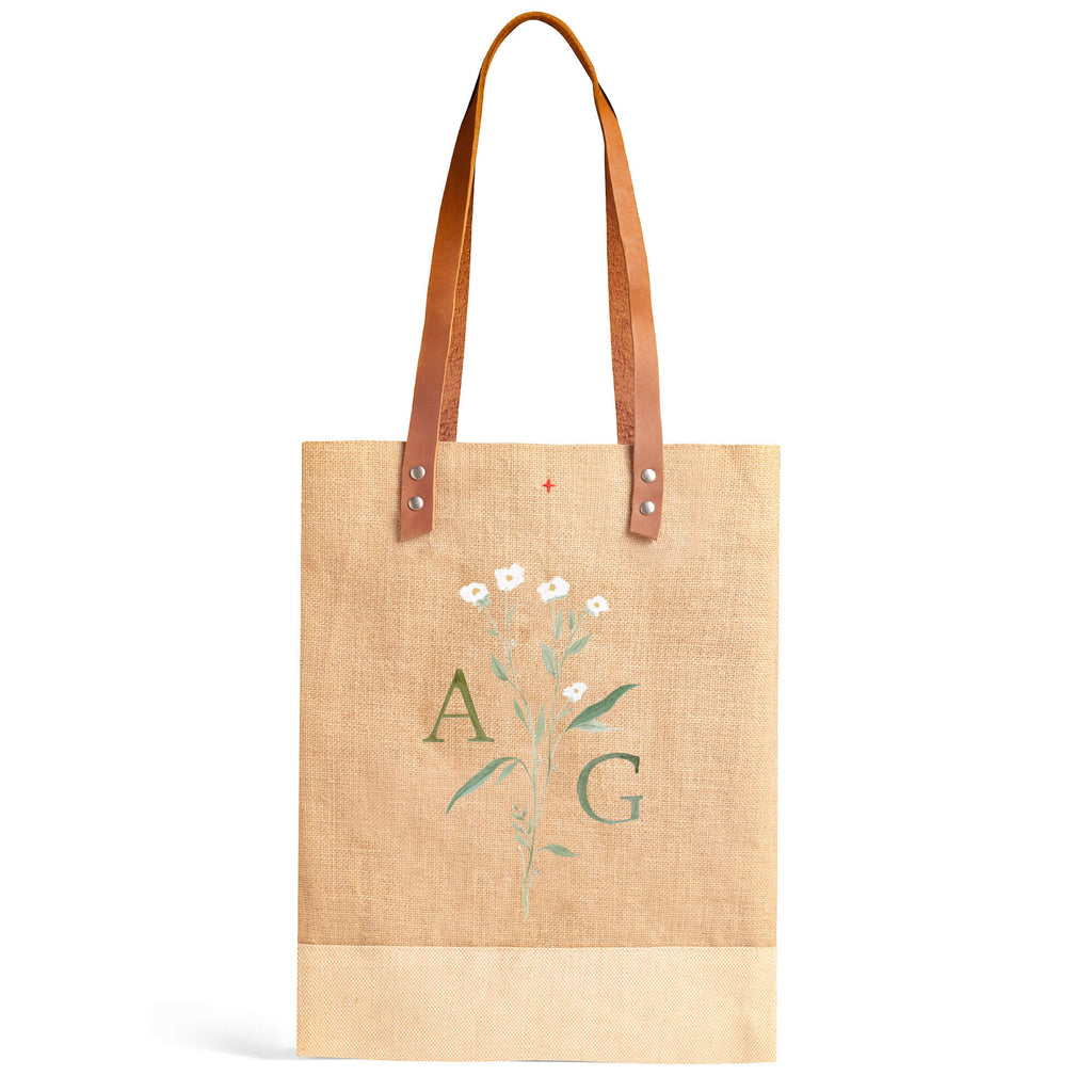 Wine Tote in Natural Wildflower by Amy Logsdon