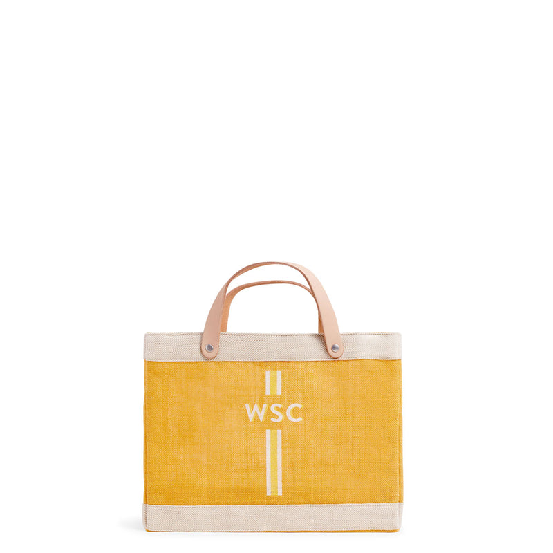 Petite Market Bag in Gold with Monogram