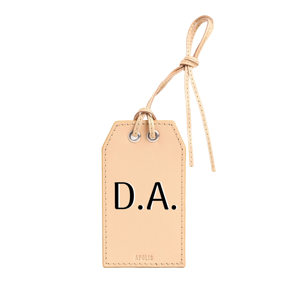 Personalized Leather Gift Tag Monogram Shadow in Natural