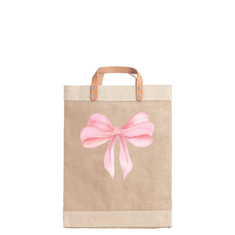 Market Bag in Natural with Rose Bow by Amy Logsdon