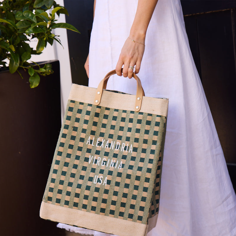 Market Bag in Green Gingham