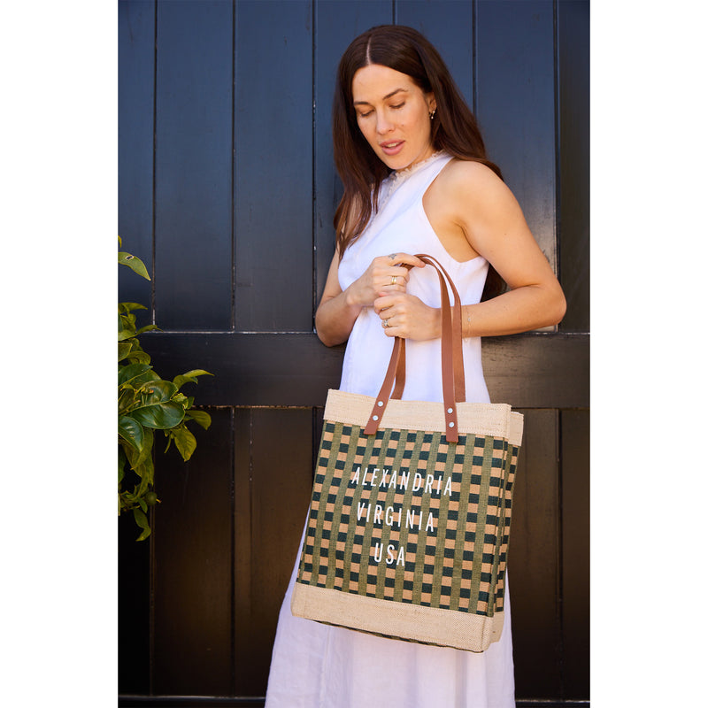 Market Tote in Green Gingham