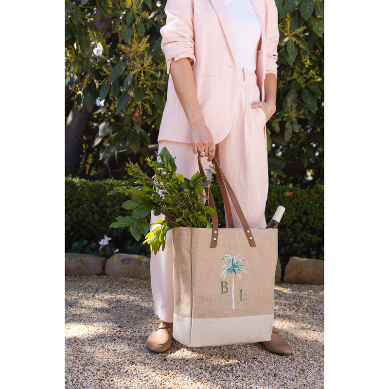 Wine Tote in Natural Palm Tree by Amy Logsdon