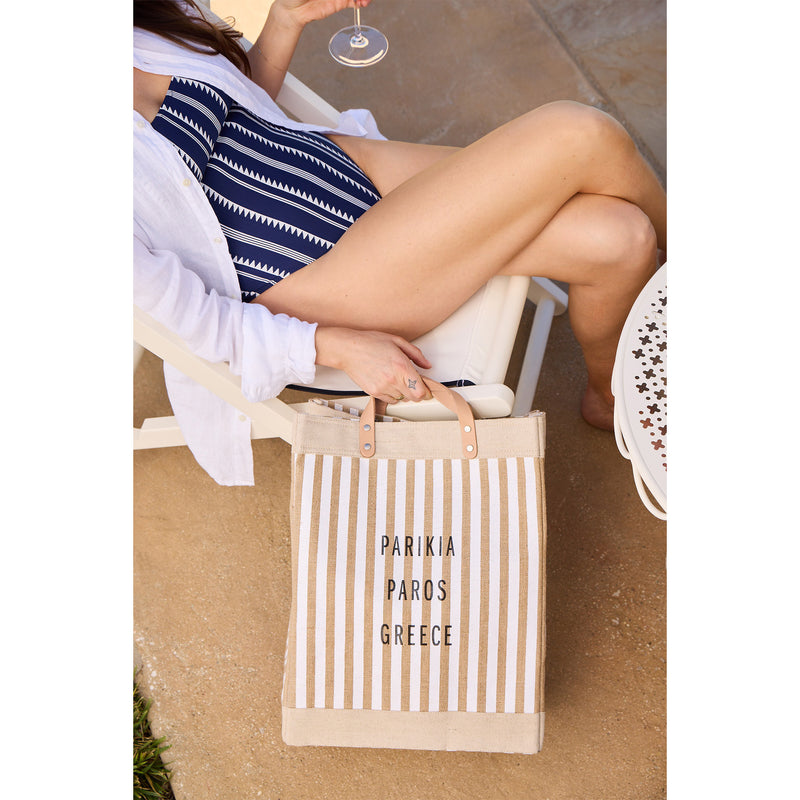 Market Bag in White Stripe