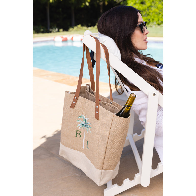 Wine Tote in Natural Palm Tree by Amy Logsdon