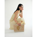 Petite Market Bag in Natural with Sun & Moon Bead